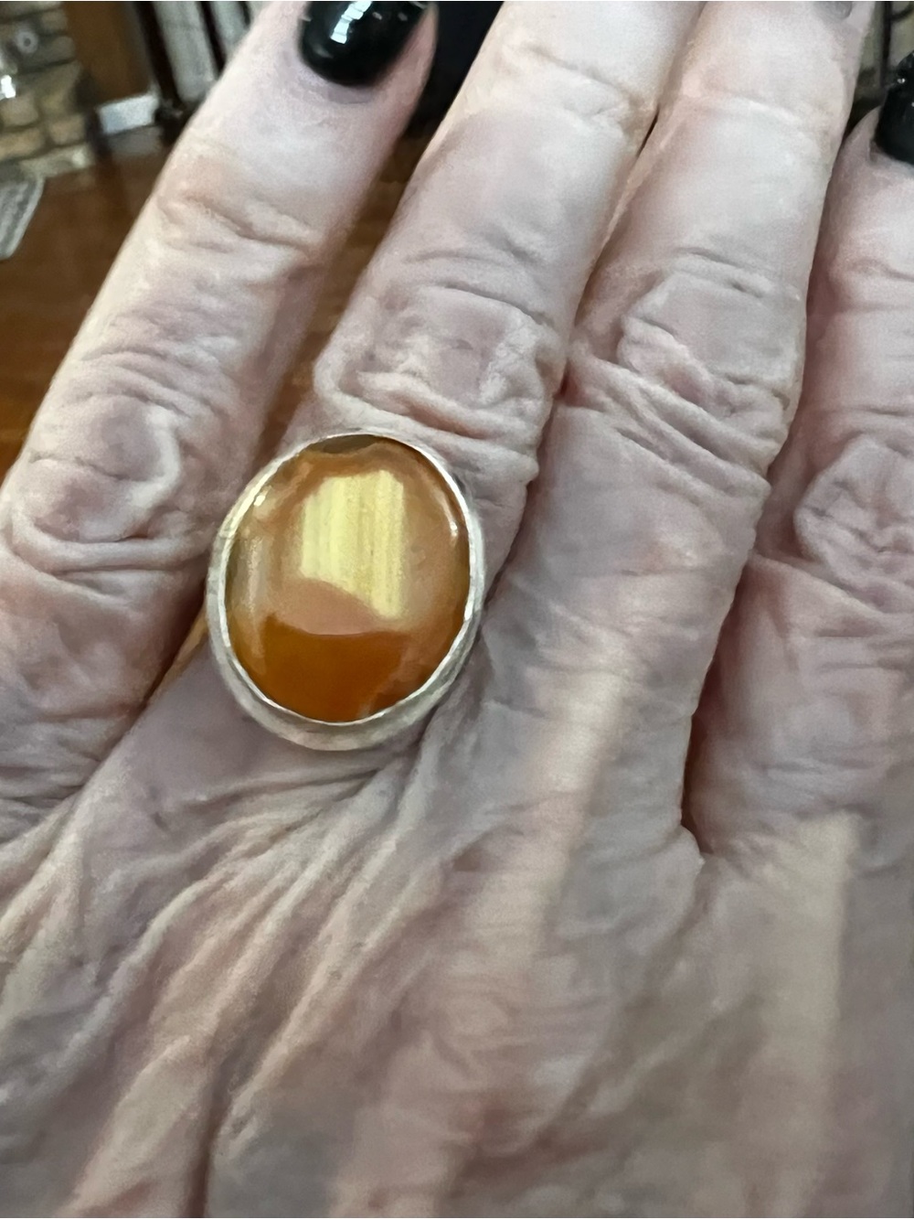 Handcrafted Orange Agate Sterling Ring solar agate.